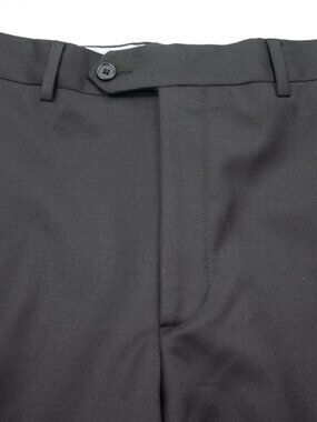 $255 Santorelli New Romeo Black Flat Front Wool Dress Pants Trousers 36W 36X32